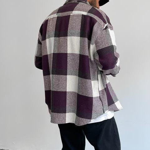 Square Check Texture Shirt Jacket