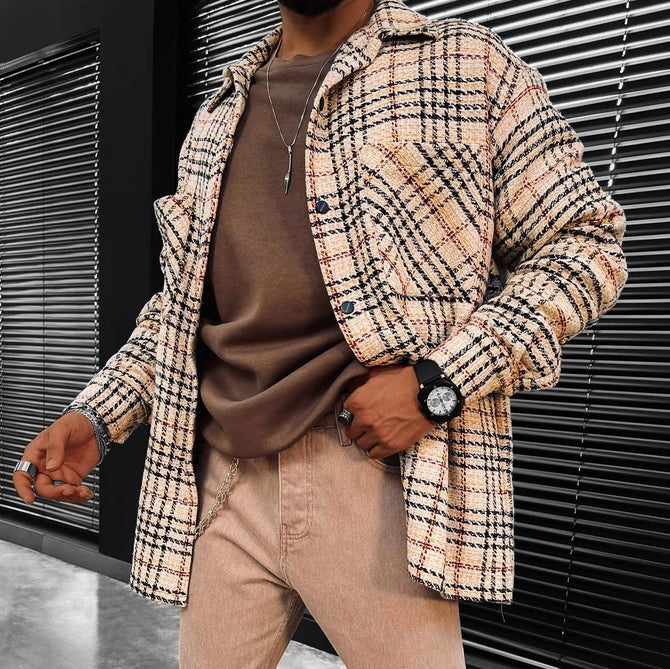Striped Plaid Texture Long-sleeved Shirt/jacket