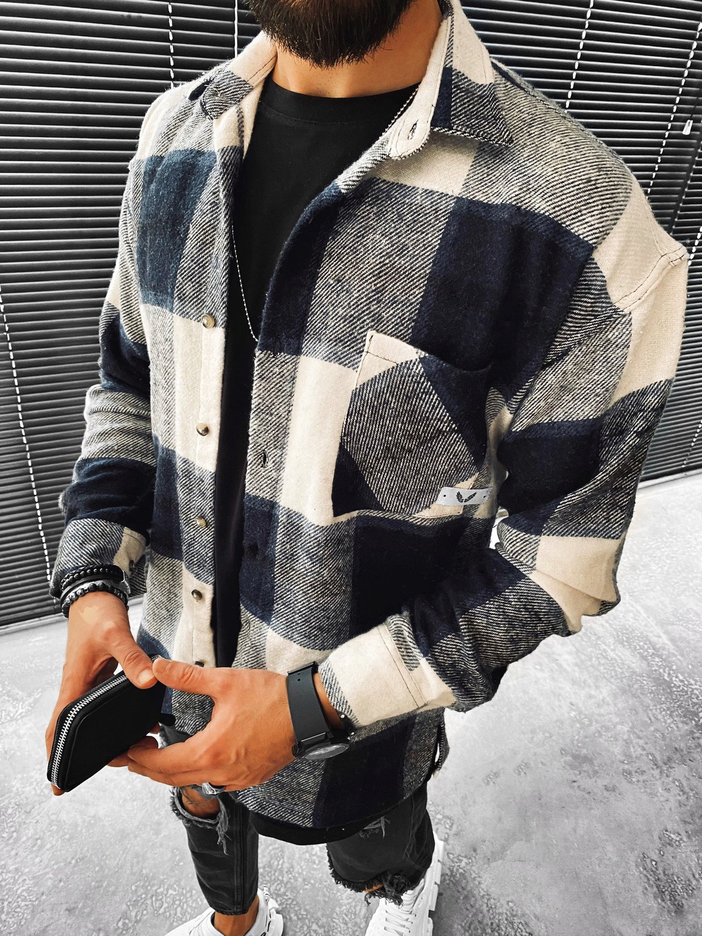 Casual Checked Texture Jacket