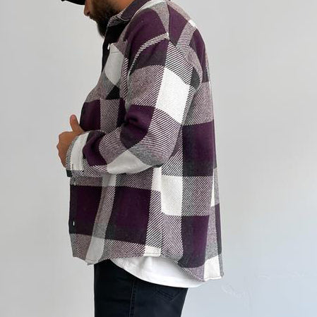 Square Check Texture Shirt Jacket