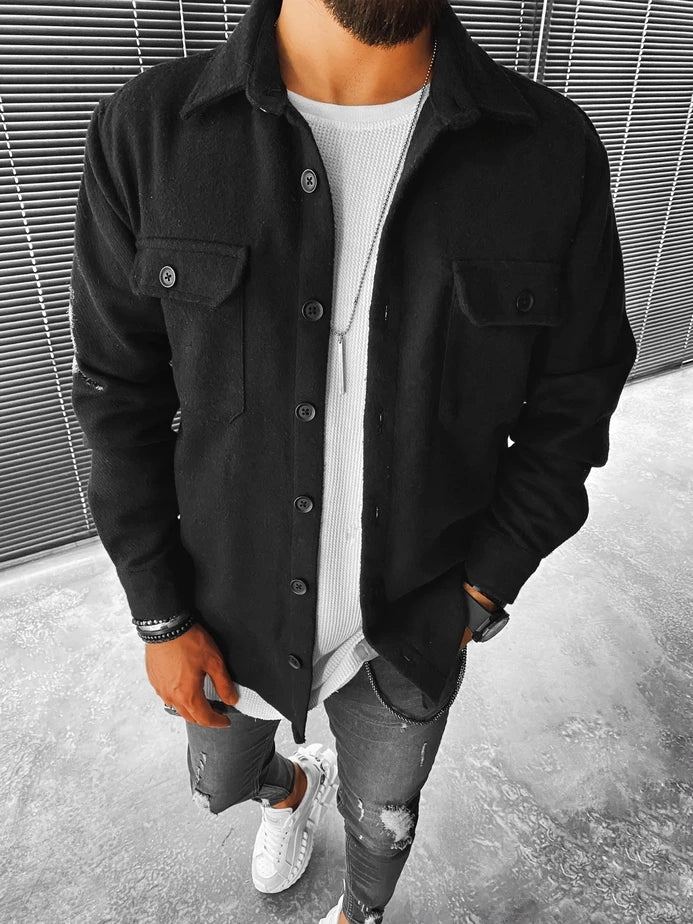 Fashion Street Solid Color Pocket Look Jacket