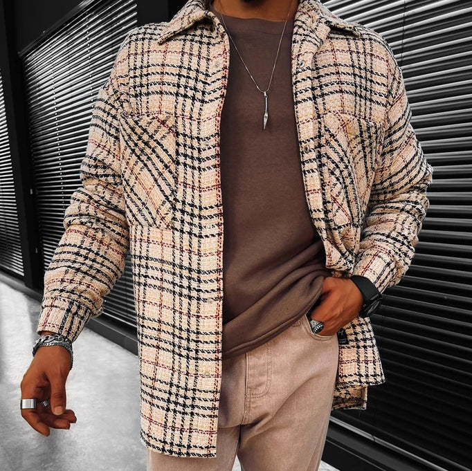Striped Plaid Texture Long-sleeved Shirt/jacket