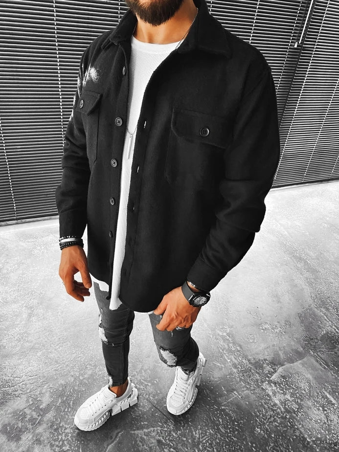 Fashion Street Solid Color Pocket Look Jacket