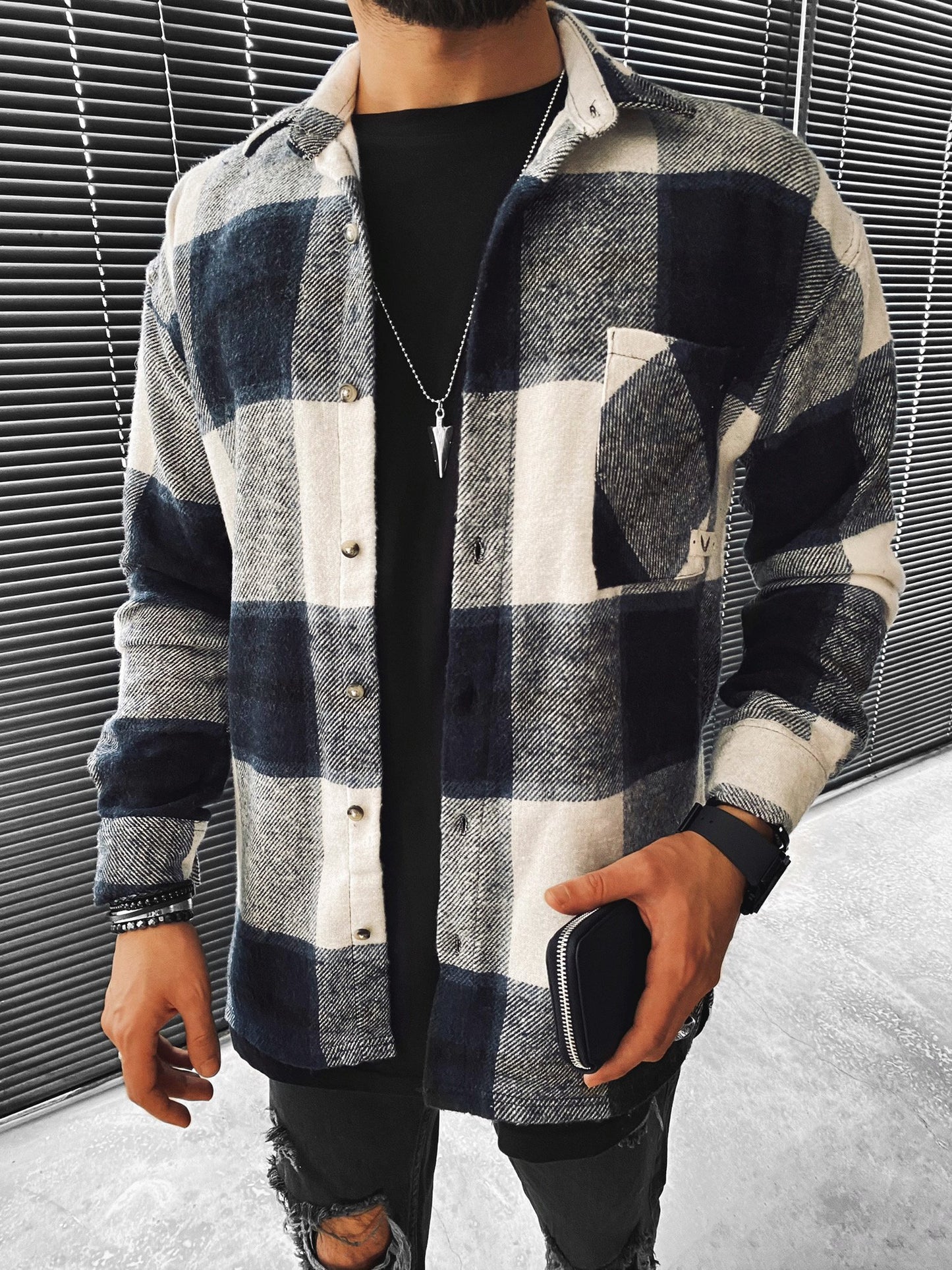 Casual Checked Texture Jacket