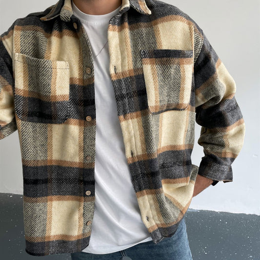 Checked Textured Long Sleeve Shirt/Jacket