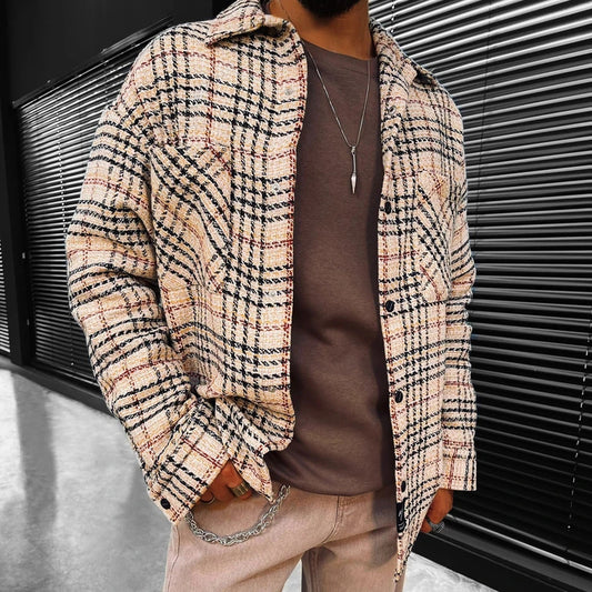 Striped Plaid Texture Long-sleeved Shirt/jacket